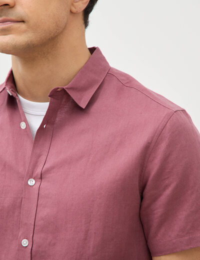 Chemise manches courtes vieux rose homme