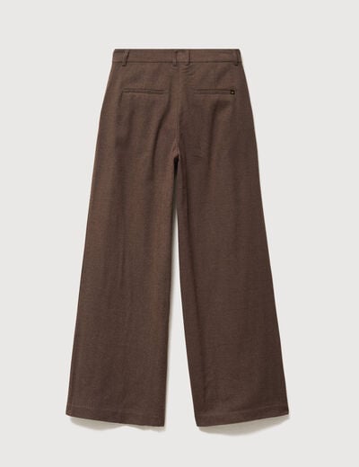 Pantalon large taille standard marron fonc&eacute; femme