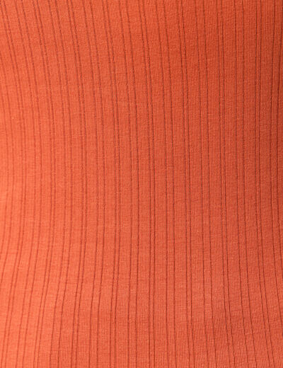 Débardeur cintré court col rond orange foncé femme