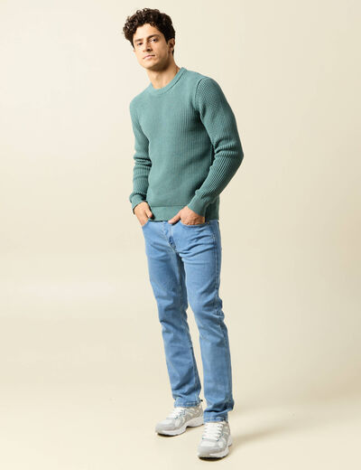 Pull éco-responsable vert foncé homme