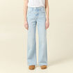 Jeans large taille haute denim bleach femme