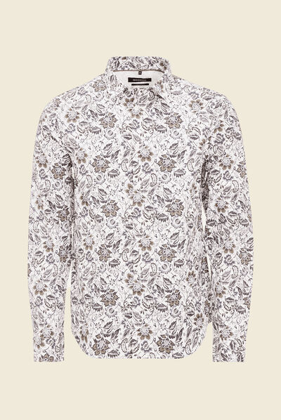 Chemise à manches longues blanc homme
