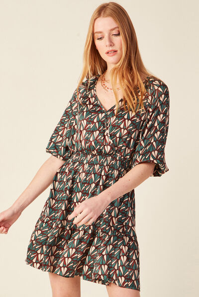 Robe évasée satinée noir femme