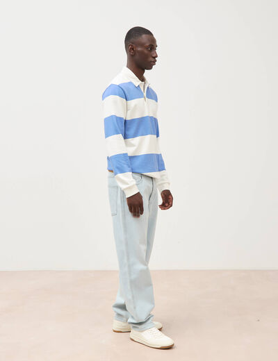 Jeans large longueur 32 en coton denim snow bleach homme