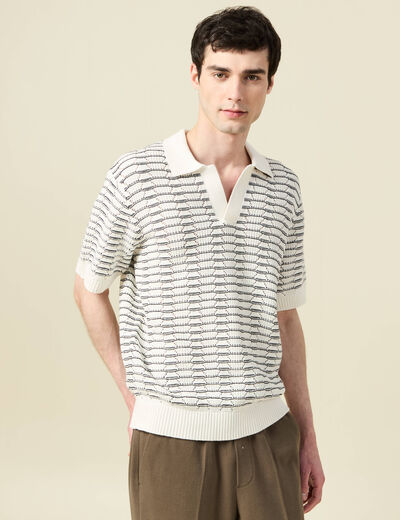 Polo ample en coton manches courtes ecru homme