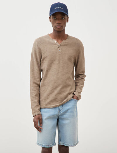 Pull manches longues taupe homme