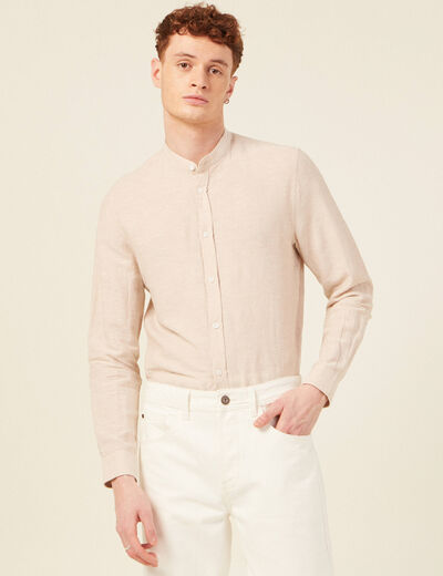 Chemise manches longues beige homme