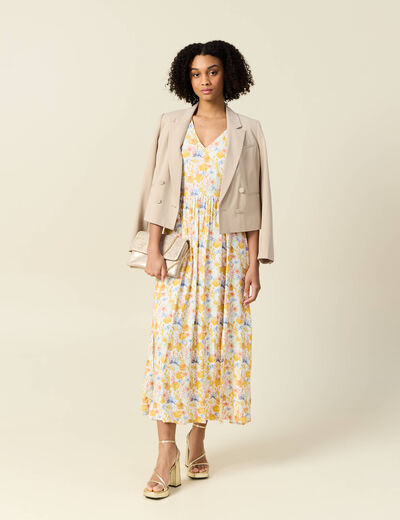 Robe longue évasée multicolore femme