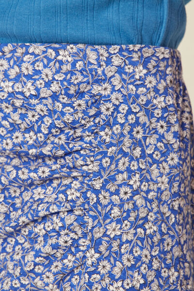 Jupe évasée fluide bleu femme