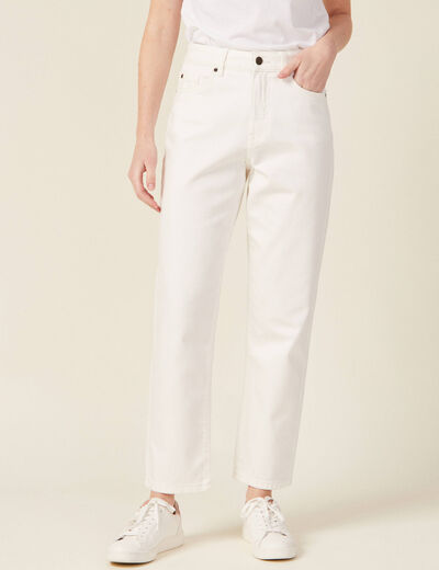 Jeans straight 5 poches denim blanc femme