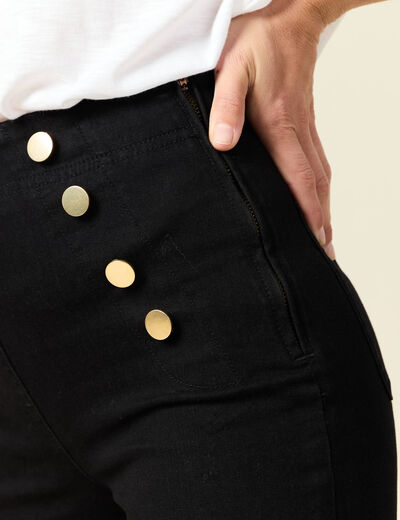 Jeans flare à pont denim noir femme