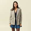 Blazer manches longues col tailleur beige femme