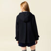 Caban oversize court &agrave; capuche bleu fonc&eacute; femme