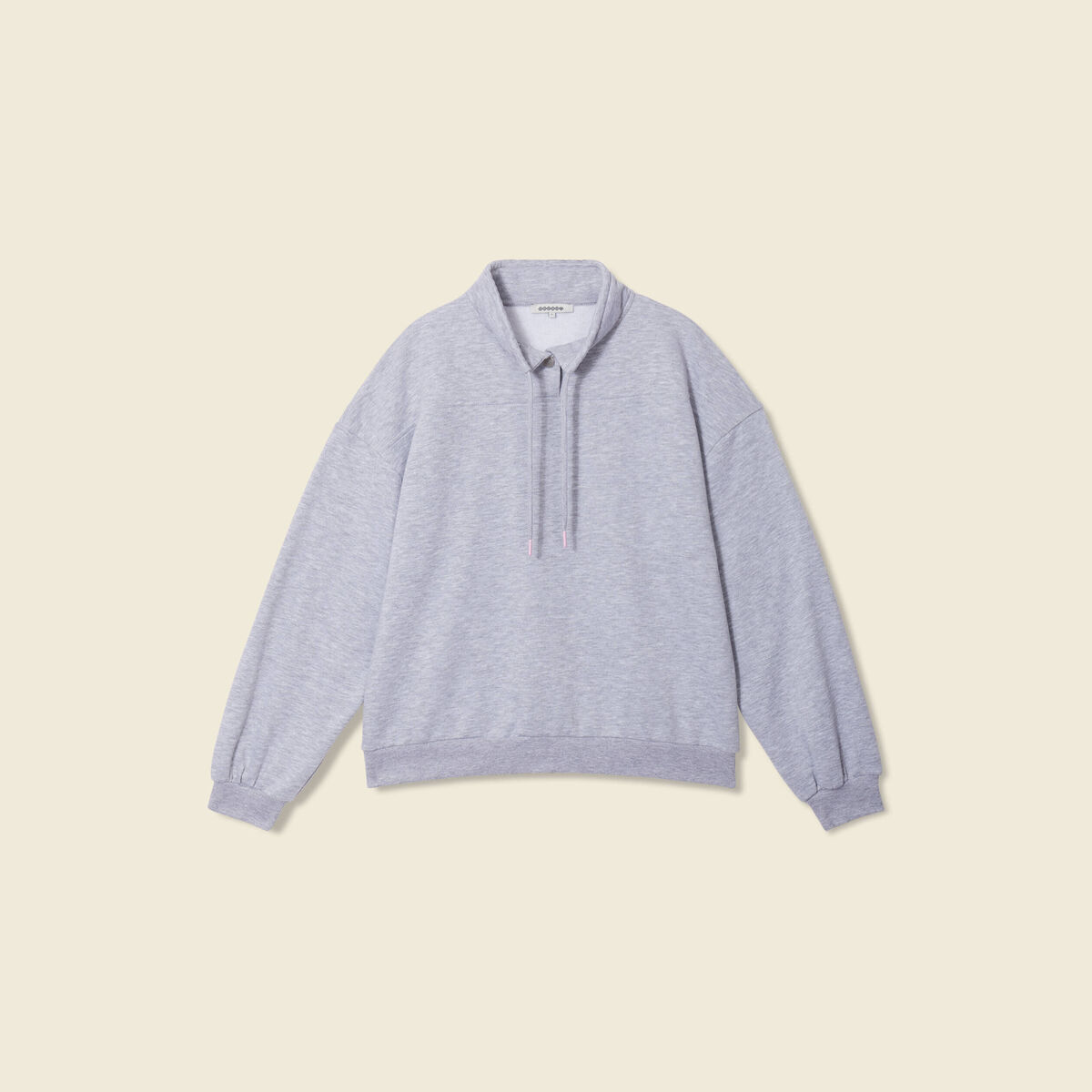 Sweat col camionneur boutonn&eacute; gris femme