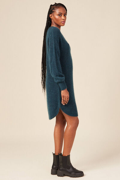 Robe pull éco-responsable bleu canard femme