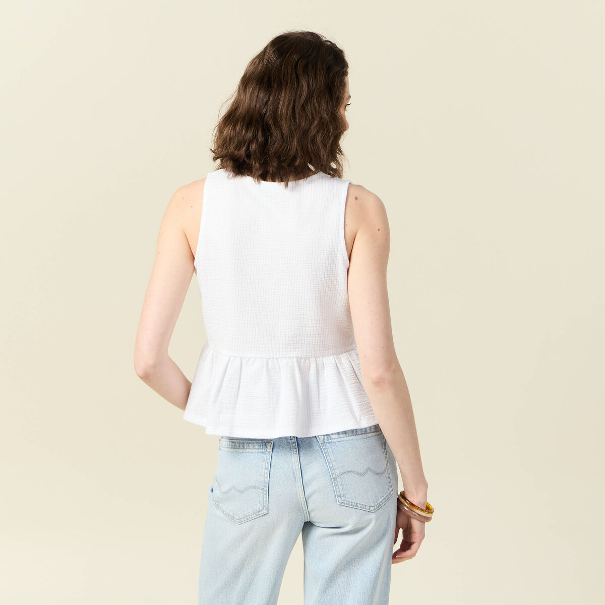 Blouse sans manches blanc femme