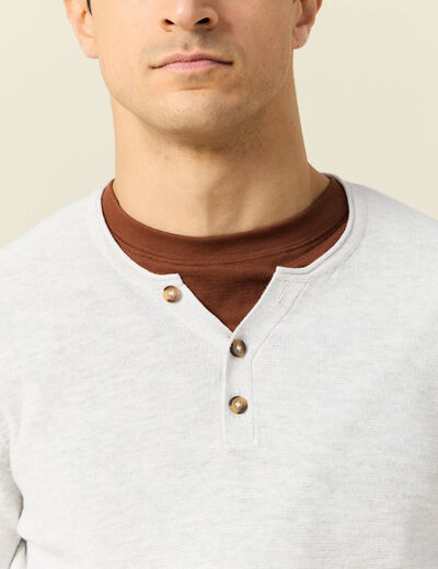 Pull manches longues ecru homme