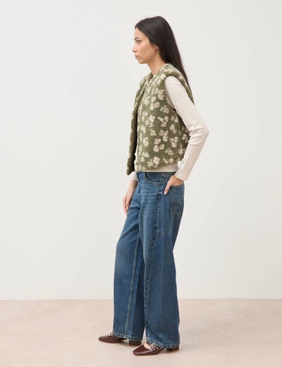 Gilet sans manches r&eacute;versible vert kaki femme