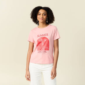 T-shirt manches courtes rose femme