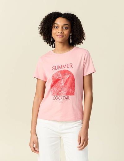 T-shirt manches courtes rose femme