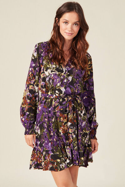 Robe patineuse ceinturée noir femme