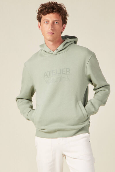 Sweat à capuche vert olive homme