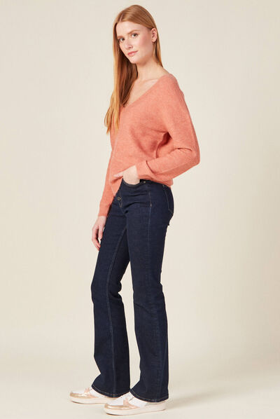 Pull manches longues rouge clair femme