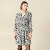 Robe fluide col v manches longues blanc femme