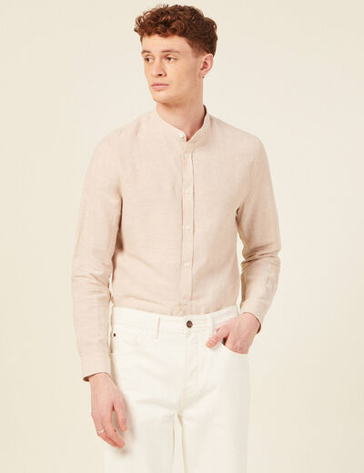 Chemise manches longues beige homme