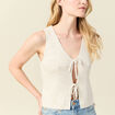 Débardeur tricot noué creme femme