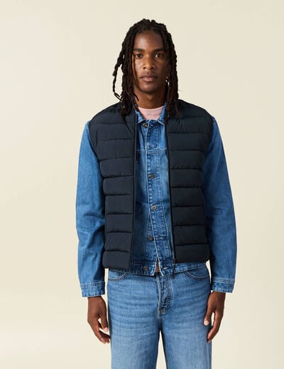 Doudoune courte sans manches bleu marine homme