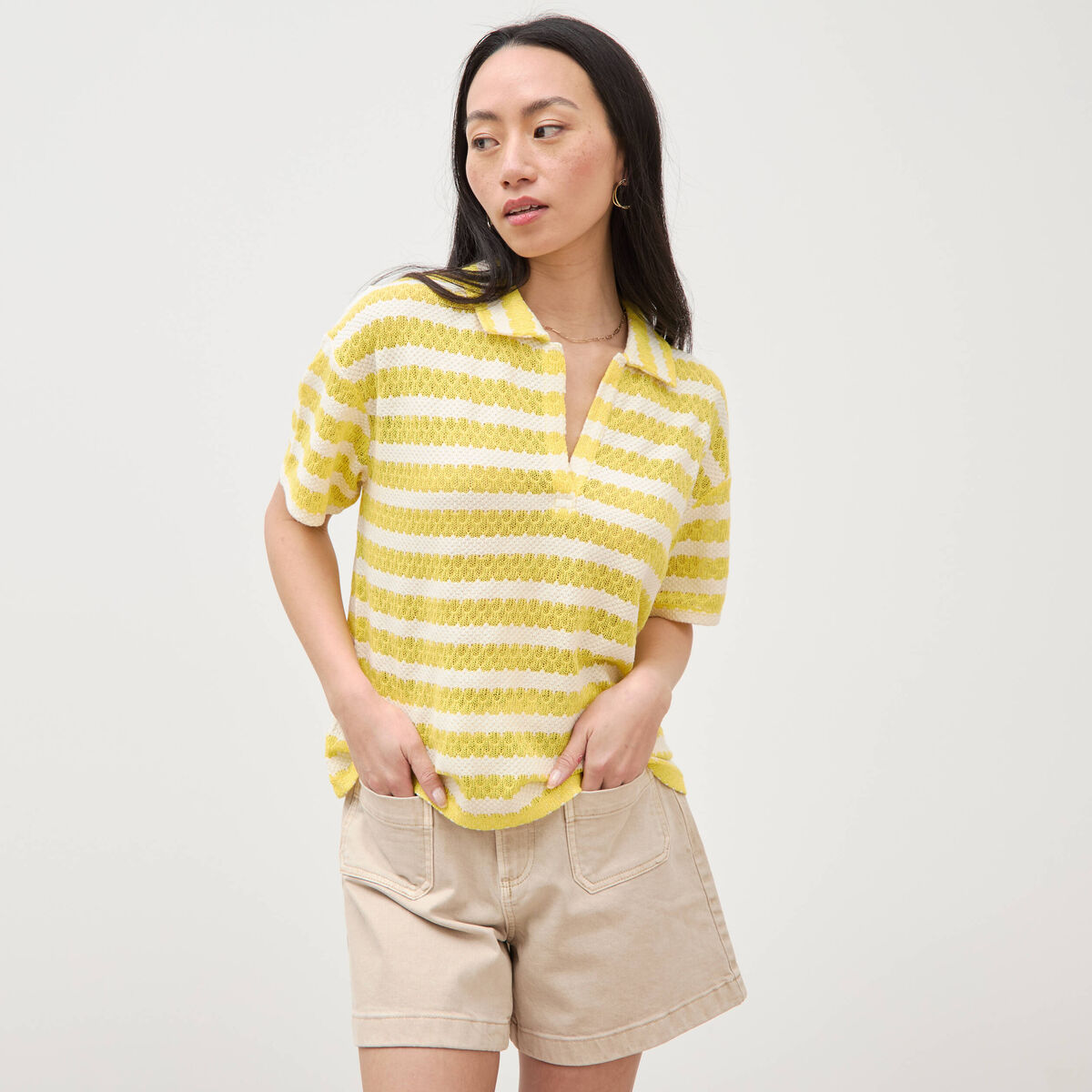 T-shirt manches courtes jaune femme