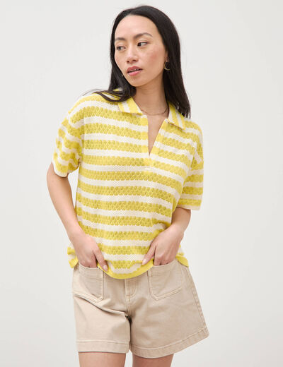 T-shirt manches courtes jaune femme