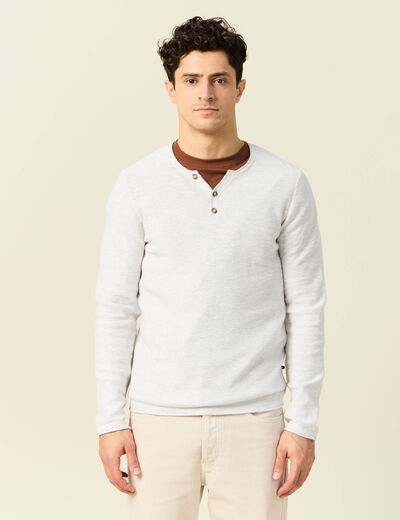 Pull manches longues ecru homme