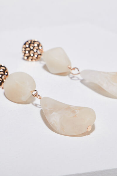 Boucles d'oreilles pendantes ecru femme