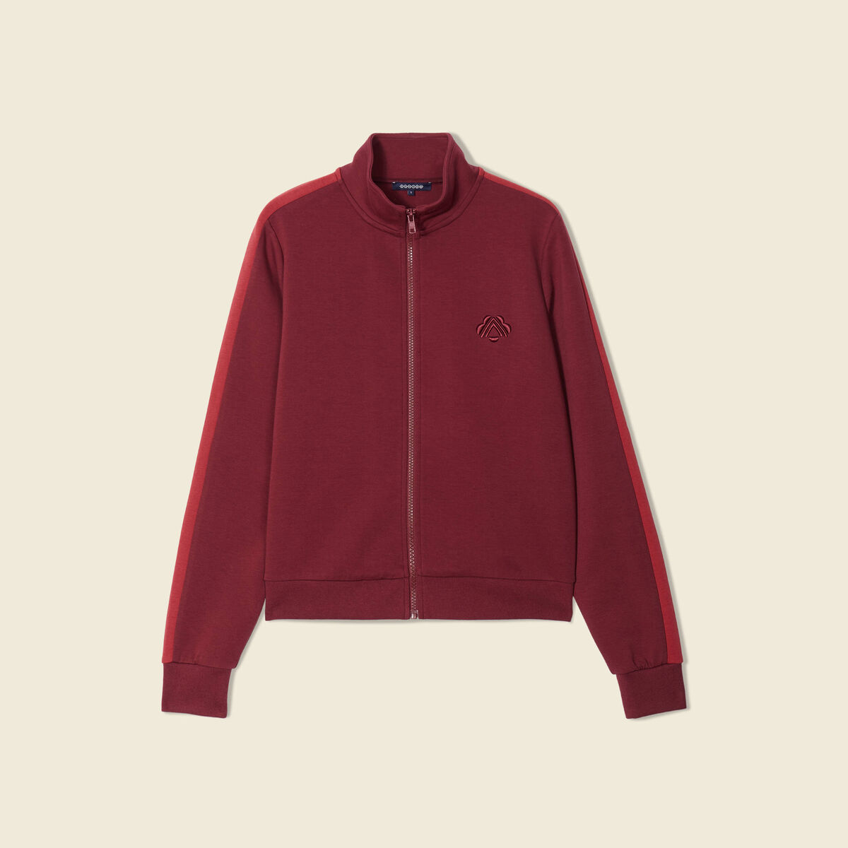 Gilet manches longues zippé prune femme