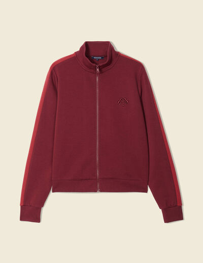Gilet manches longues zippé prune femme