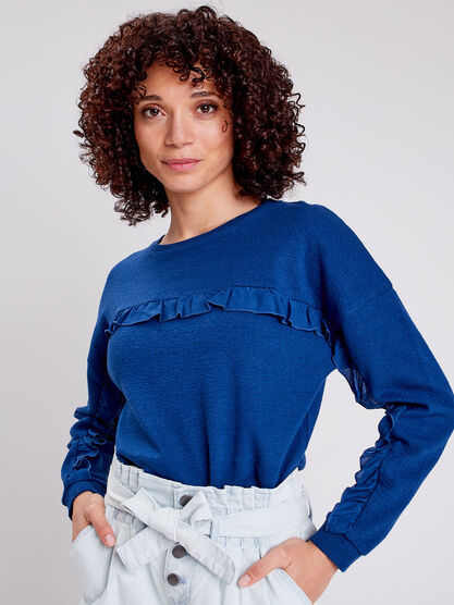 Sweat manches longues bleu marine femme