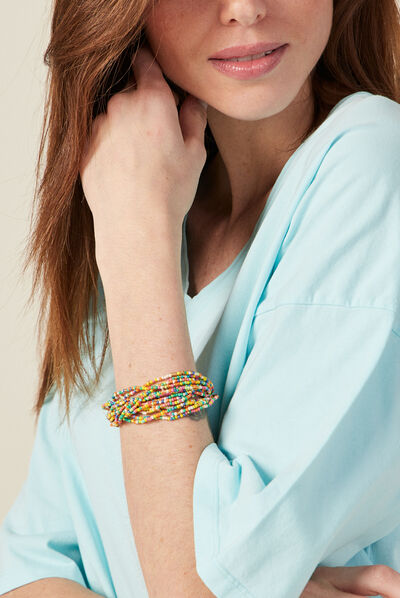 Bracelet multirangs perles multicolore femme