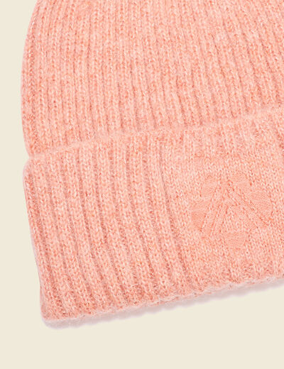 Bonnet tricoté fabriqué en France orange foncé femme