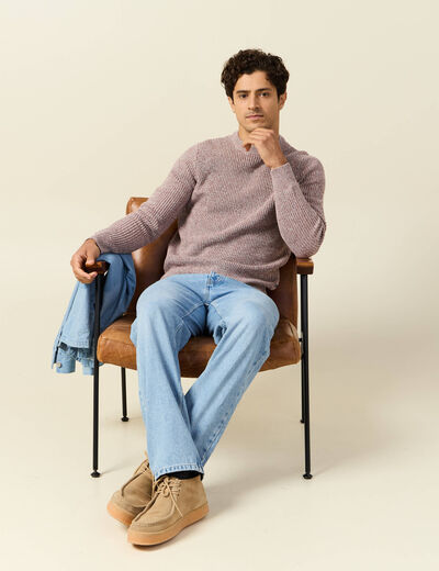 Pull manches longues vieux rose homme
