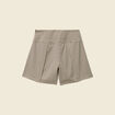 Short pliss&eacute; taille haute fluide marron femme