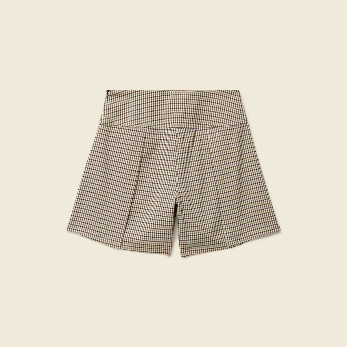 Short pliss&eacute; taille haute fluide marron femme