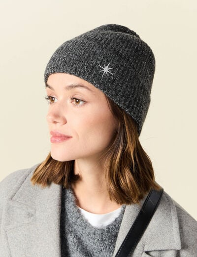 Bonnet tricoté gris femme