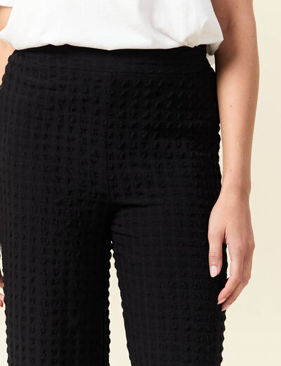 Pantalon loose taille haute fluide noir femme