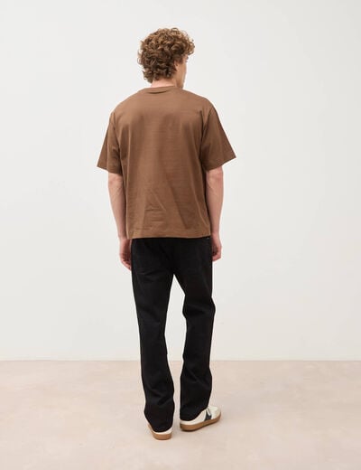 T-shirt droit en coton col ras du cou taupe homme
