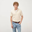 Polo manches courtes col cubain ecru homme