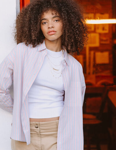 Chemise oversize en coton bleu ciel femme