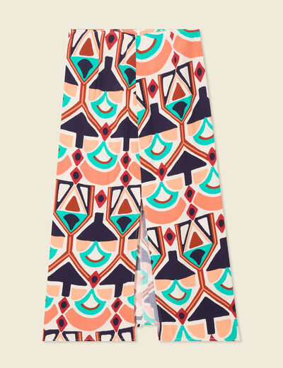 Jupe longue droite fendue orange femme