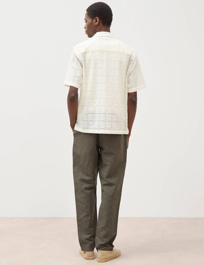 Chemise boyfriend en coton avec broderie ecru homme